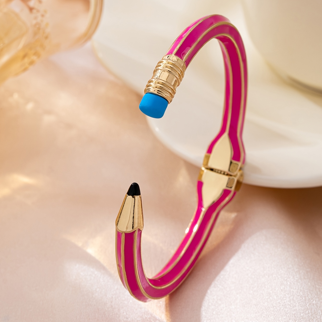 Unique College-Style Pencil-Shaped Alloy Adjustable Bangle Bracelet